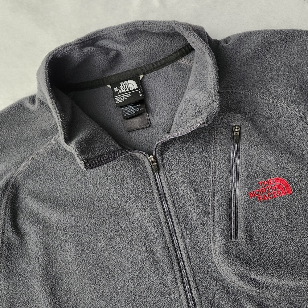 The North Face Mens Grey 1/2 Zip Fleece Pullover Sweater Jacket Large Cozy Layer